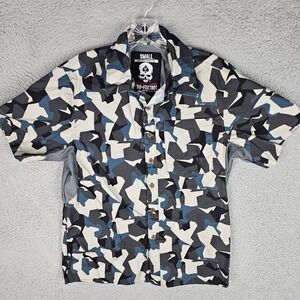 Zero Foxtrot Button Up Mens Small The Zero Hawaiian Geometric Camo Tactical